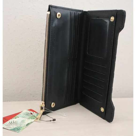 Badgley Mischka BM-4172 Women's O/S Black Quilted Long Cards Wallet - Picture 3 of 7